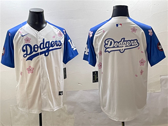 Los Angeles Dodgers Team Big Logo White Royal 2025 Tokyo Series Limited Stitched Baseball Jersey