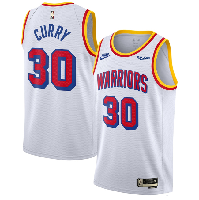 Golden State Warriors #30 Stephen Curry White 2024-25 Classic Edition Swingman Stitched Basketball Jersey