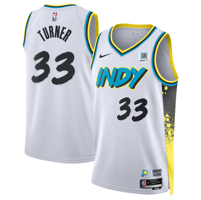 Indiana Pacers #33 Myles Turner White 2024-25 City Edition Stitched Basketball Jersey