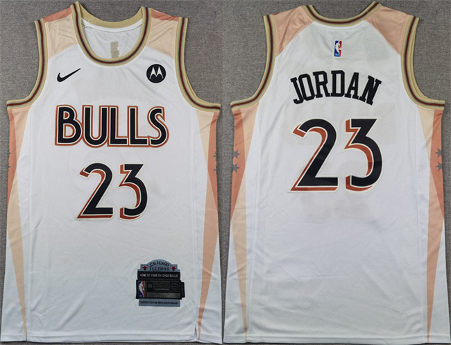 Chicago Bulls #23 Michael Jordan White 2024 City Edition Stitched Basketball Jersey