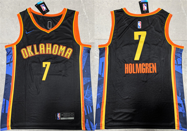 Oklahoma City Thunder #7 Chet Holmgren Black 2024 City Edition Stitched Basketball Jersey