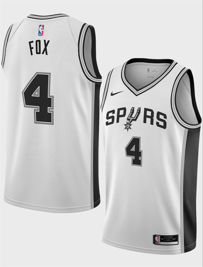 San Antonio Spurs #4 De'Aaron Fox White 2024-25 Association Edition Stitched Basketball Jersey