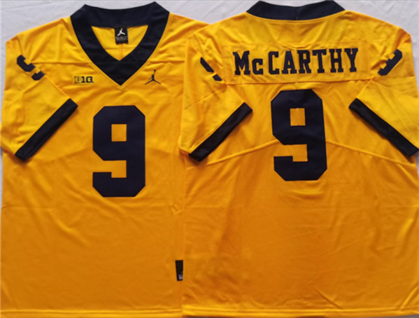 Michigan Wolverines #9 McCARTHY Yellow Stitched Jersey