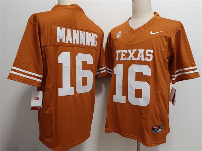 Texas Longhorns #16 Arch Manning Orange F.U.S.E Stitched Jersey