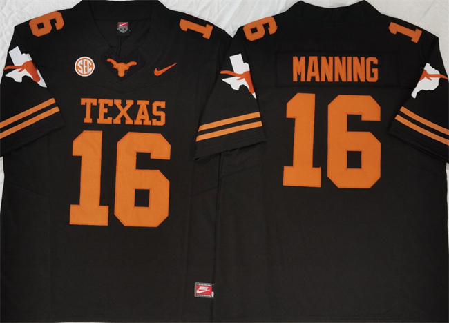 Texas Longhorns #16 Peyton Manning Black F.U.S.E Stitched Jersey