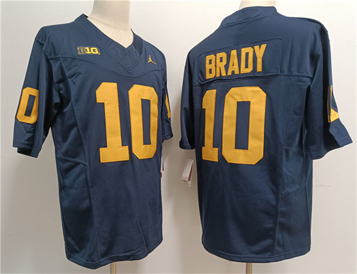 Michigan Wolverines #10 Tom Brady Navy Stitched Jersey
