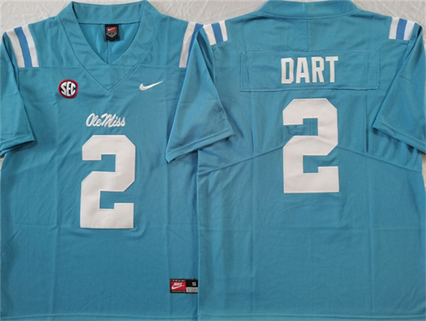 Ole Miss Rebels #2 Jaxson Dart Blue Stitched jersey