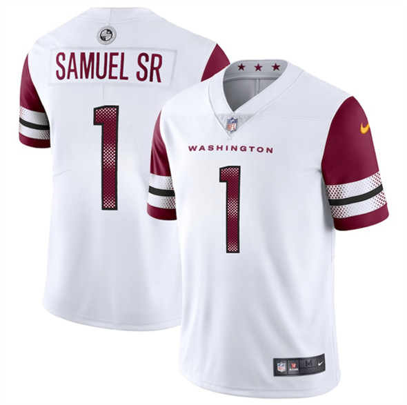 Washington Commanders #1 Deebo Samuel Sr White 2025 Vapor Limited Football Stitched Jersey