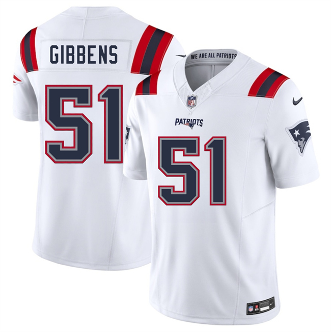 New England Patriots #51 Jack Gibbens White 2025 F.U.S.E. Vapor Limited Football Stitched Jersey