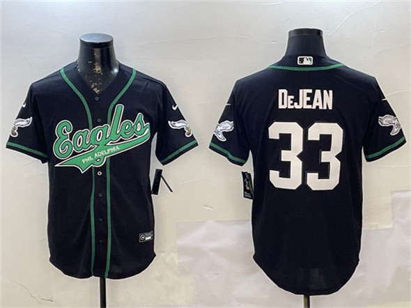 Philadelphia Eagles #33 Cooper DeJean Black Cool Base Stitched Baseball Jersey