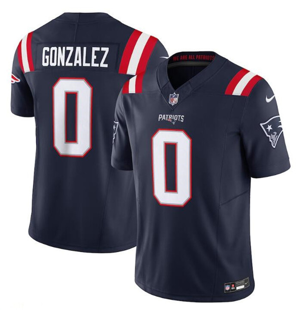 New England Patriots #0 Christian Gonzalez Navy 2025 F.U.S.E. Vapor Limited Football Stitched Jersey