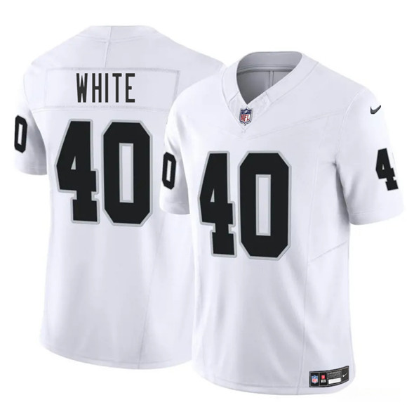 Las Vegas Raiders #40 Devin White White 2025 F.U.S.E. Vapor Football Stitched Jersey